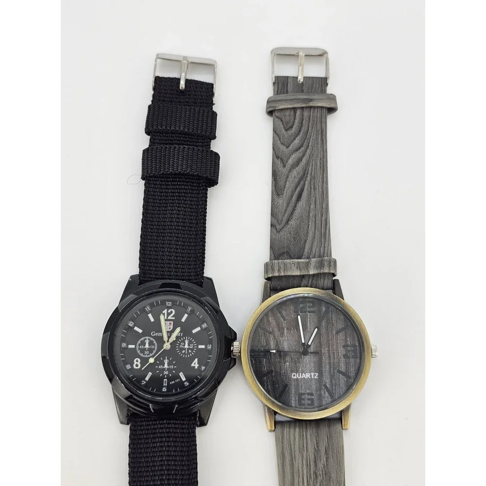 2X Men's Analog Watches 40MM Black Gray Dial Black Gray Bands New Battery